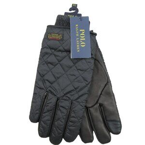 Polo Ralph Lauren Winter Black Quilted Sheep Leather Gloves Men's Size XL NEW